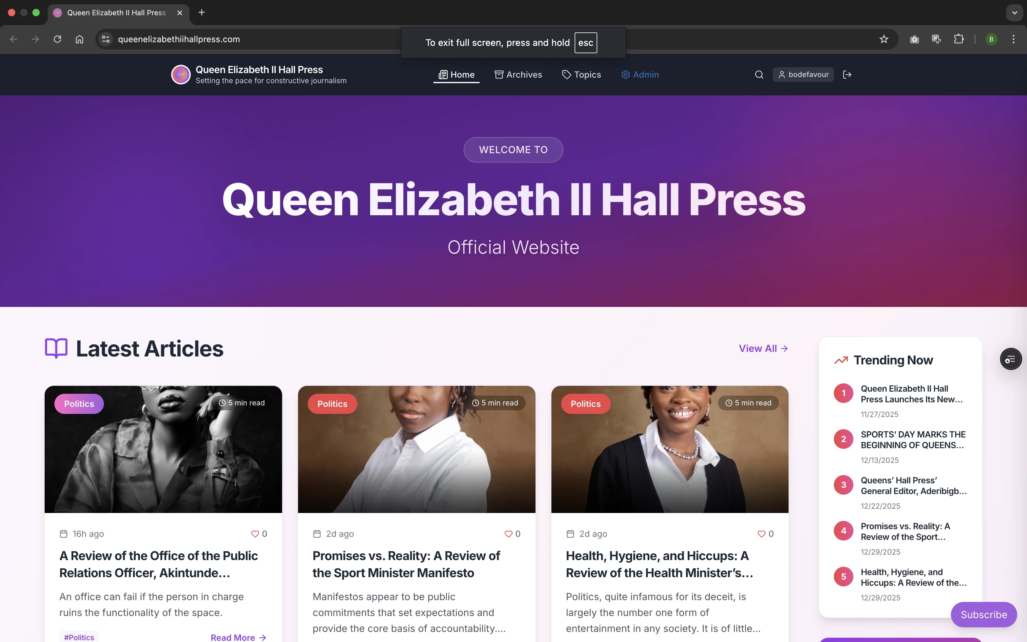 Queen Elizabeth II Hall Press